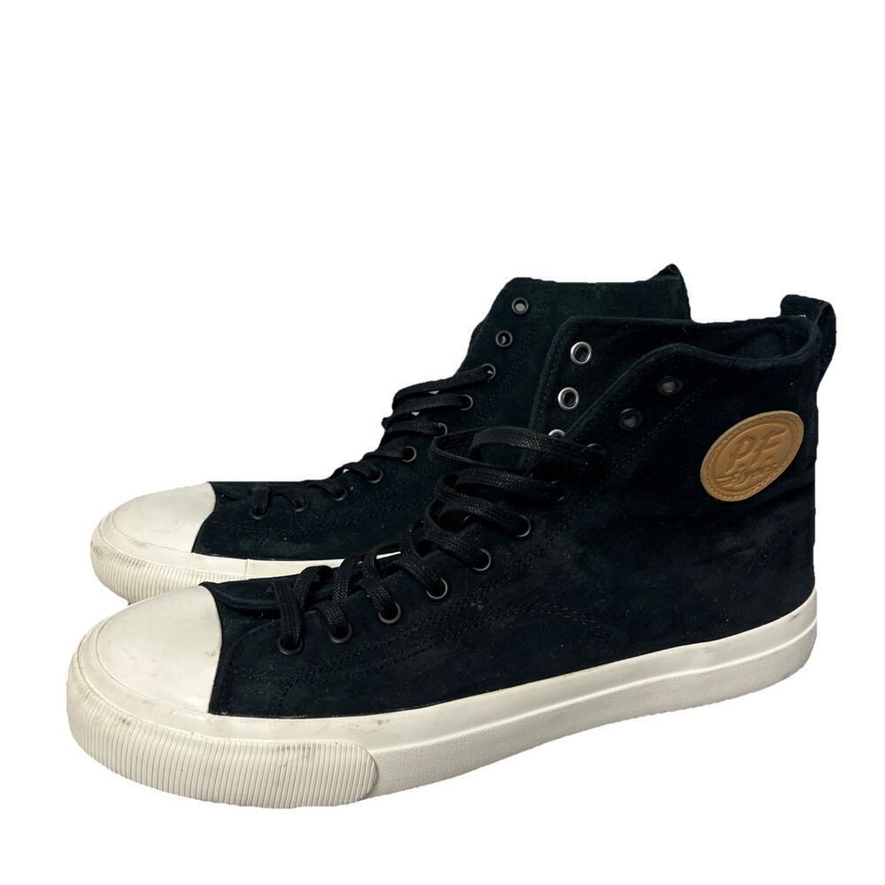 P.F. Flyers Vulcanized High Top Sneaker Women 13.5 Men's 12 Lace Up Black Suede